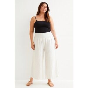 Vince Camuto cream Linen blend Wide Leg XL | Smocked Waist Lounge Beach Travel